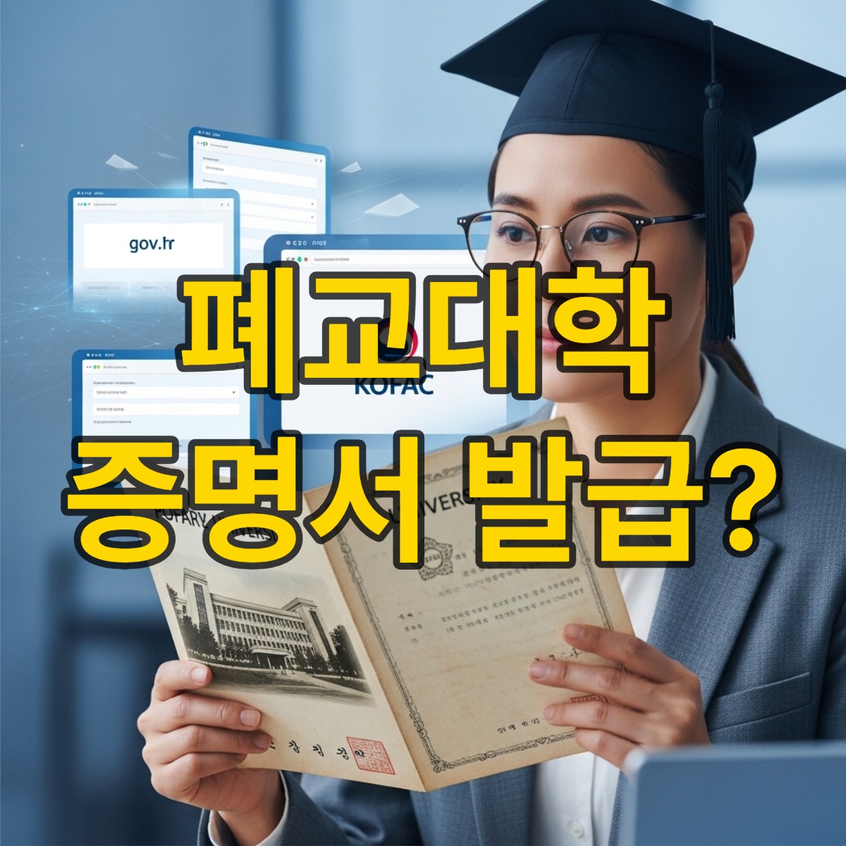 폐교대학 증명서 발급