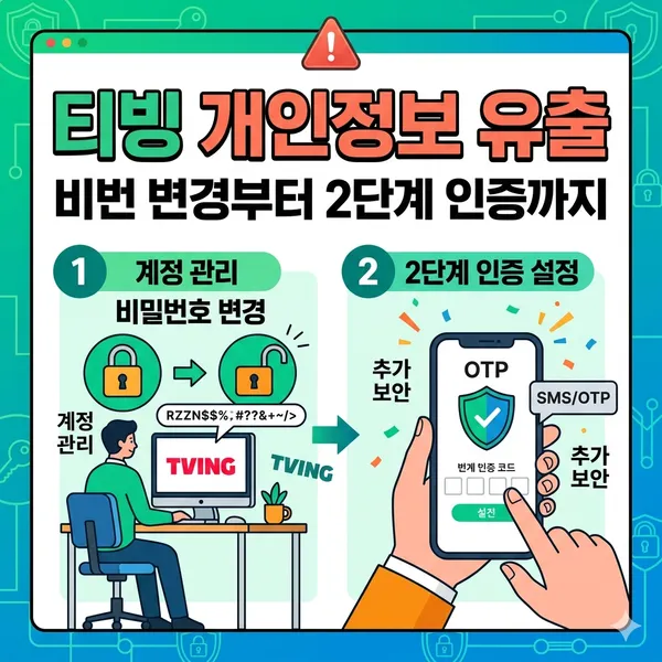 티빙 개인정보 유출 비번 변경부터 2단계 인증까지