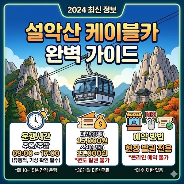 설악산 케이블카 운행시간 예약 방법 가격