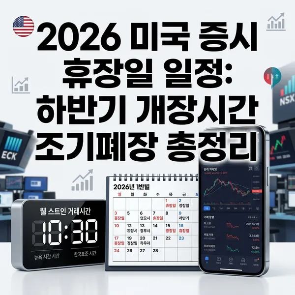 2026년 하반기 미국 증시 휴장일 및 개장시간 정리