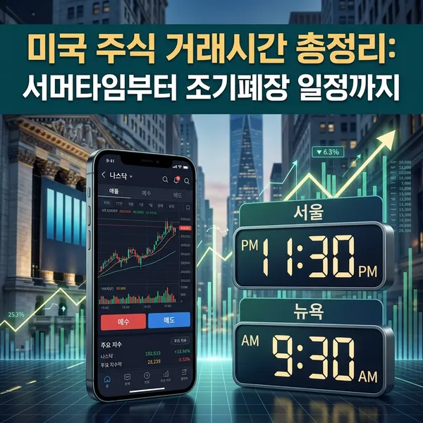 미국 주식 거래시간 서머타임 및 조기 폐장 일정 안내