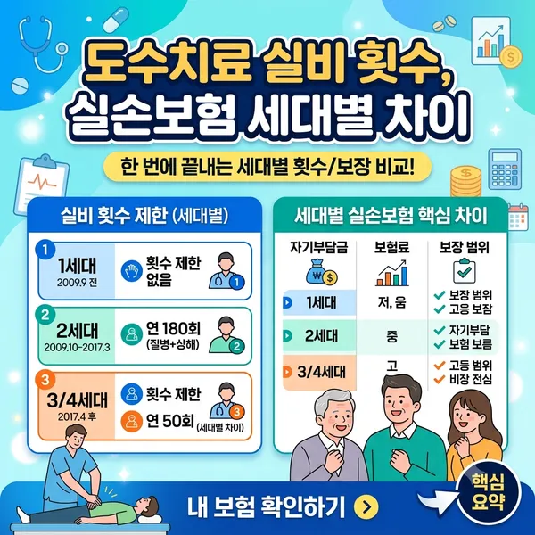 도수치료 실비 횟수 실손보험 세대별 차이