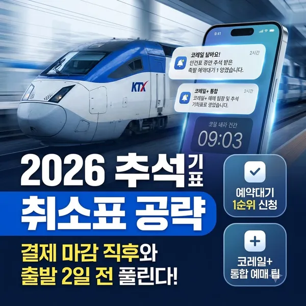 2026 추석 기차표 취소표 나오는 시간 및 예매 팁