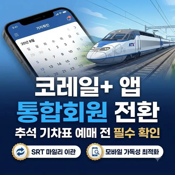 코레일플러스 앱 통합회원 전환 및 추석 예매 가이드