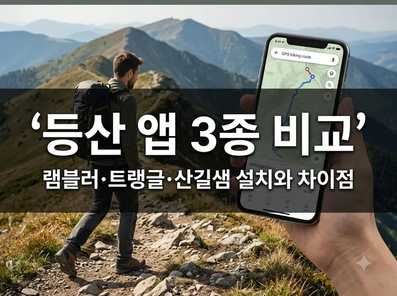 등산 앱 3종 램블러 트랭글 산길샘 설치 비교