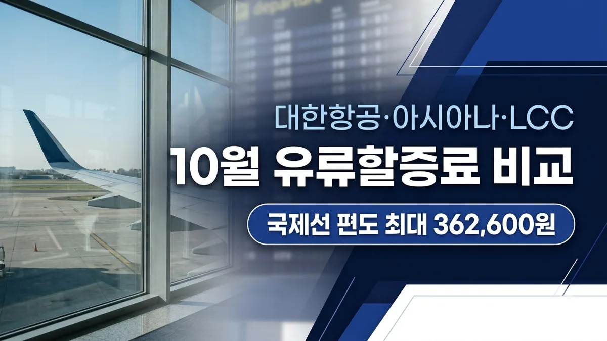 10월 국내선·국제선 유류할증료 항공사별 비교