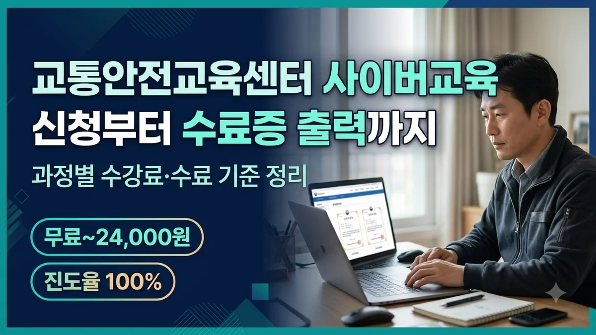 교통안전교육센터 사이버교육 신청과 수료증 출력 방법